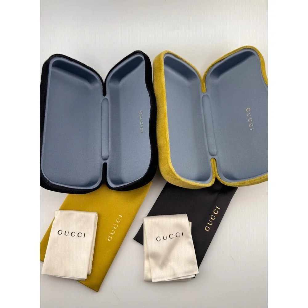 Gucci Sunglasses Case Set 2 Velvet Hard Cases w Dust Bags & Cloth